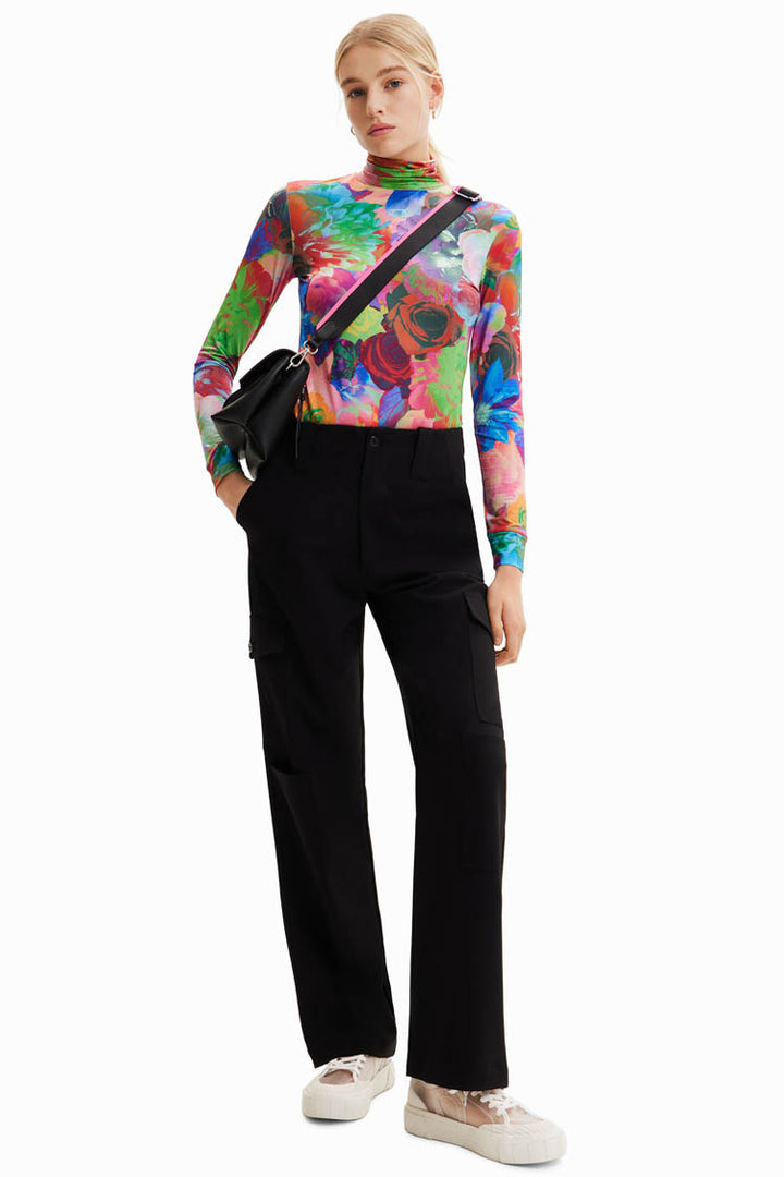 Slim High Neck Floral T-shirt