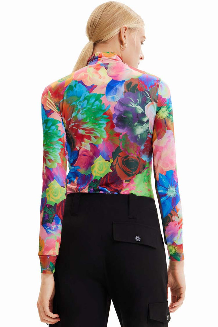 Slim High Neck Floral T-shirt