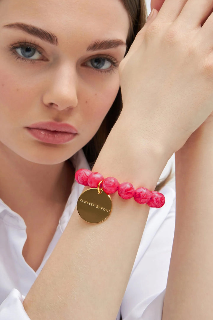 Mini Beads Flex Bracelet in Raspberry Marble