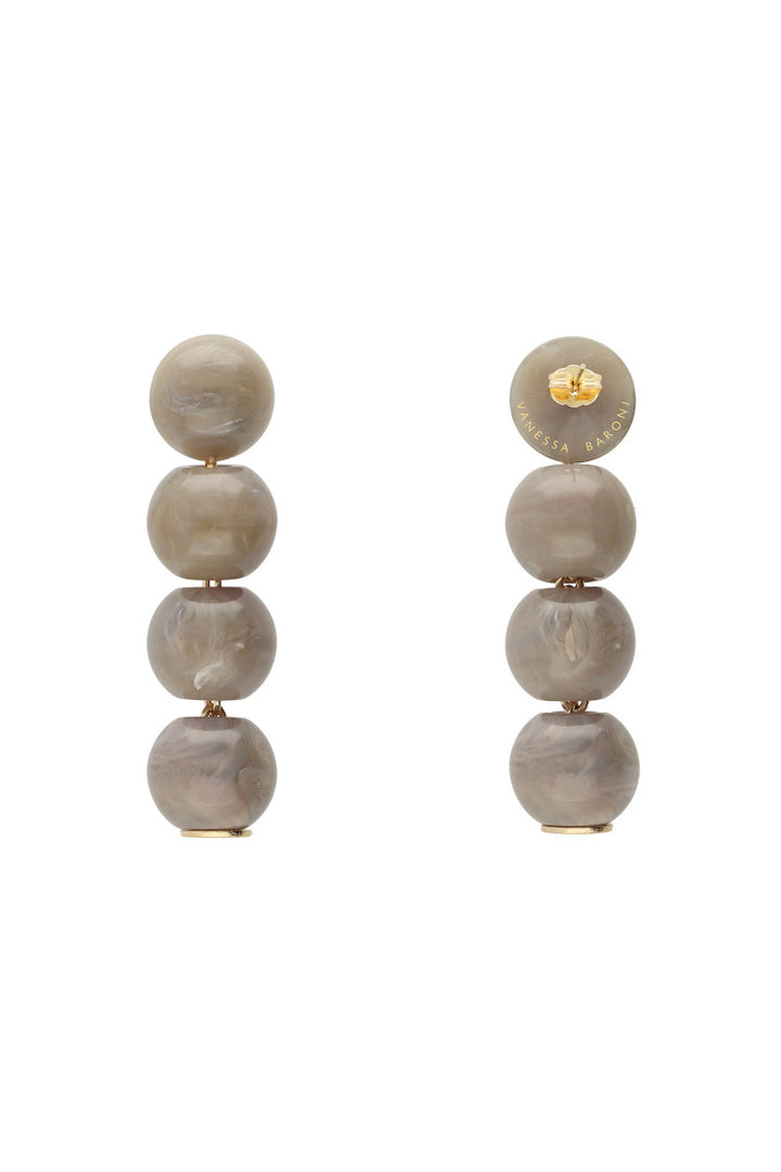 Small Beads Earring in Greige Marble
