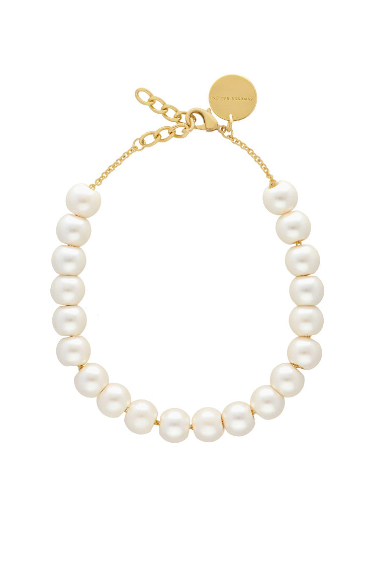 Small Beads Short Necklace in Pearl