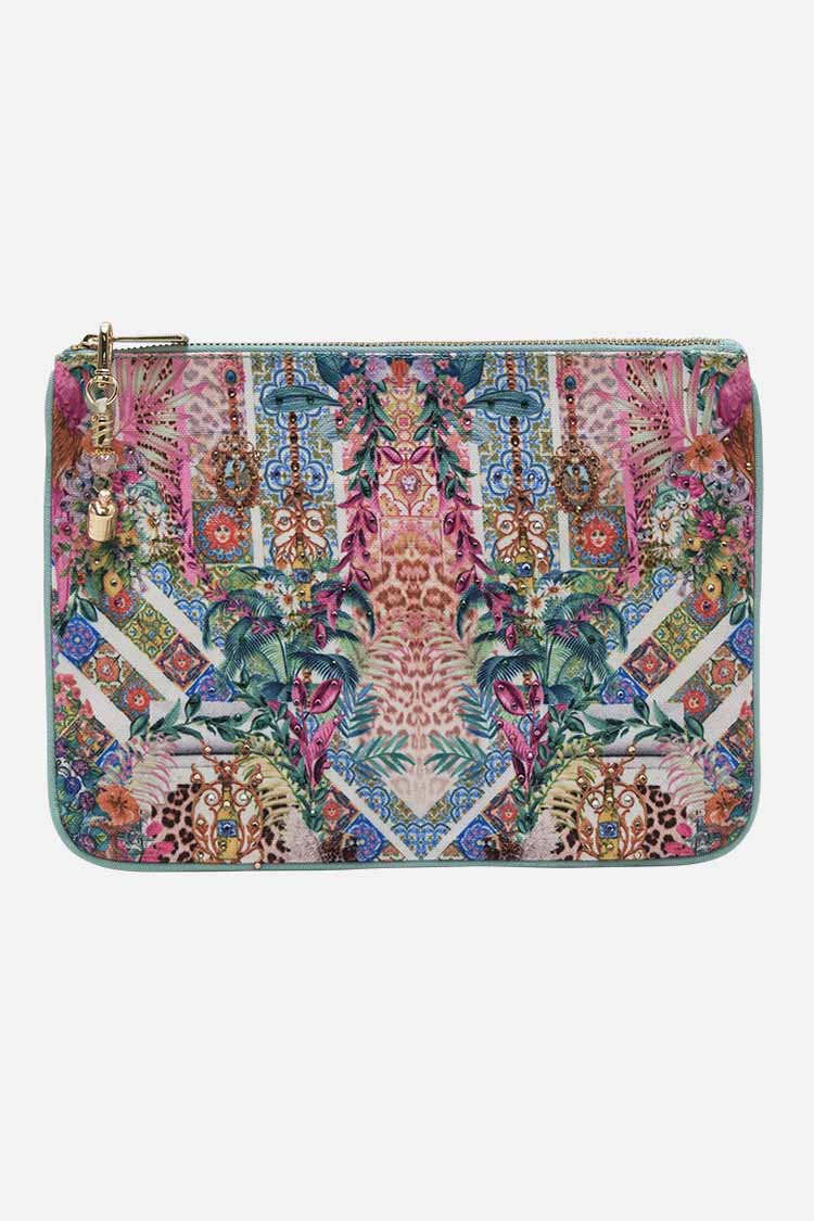 Small Canvas Clutch in Flowers Of Neptune