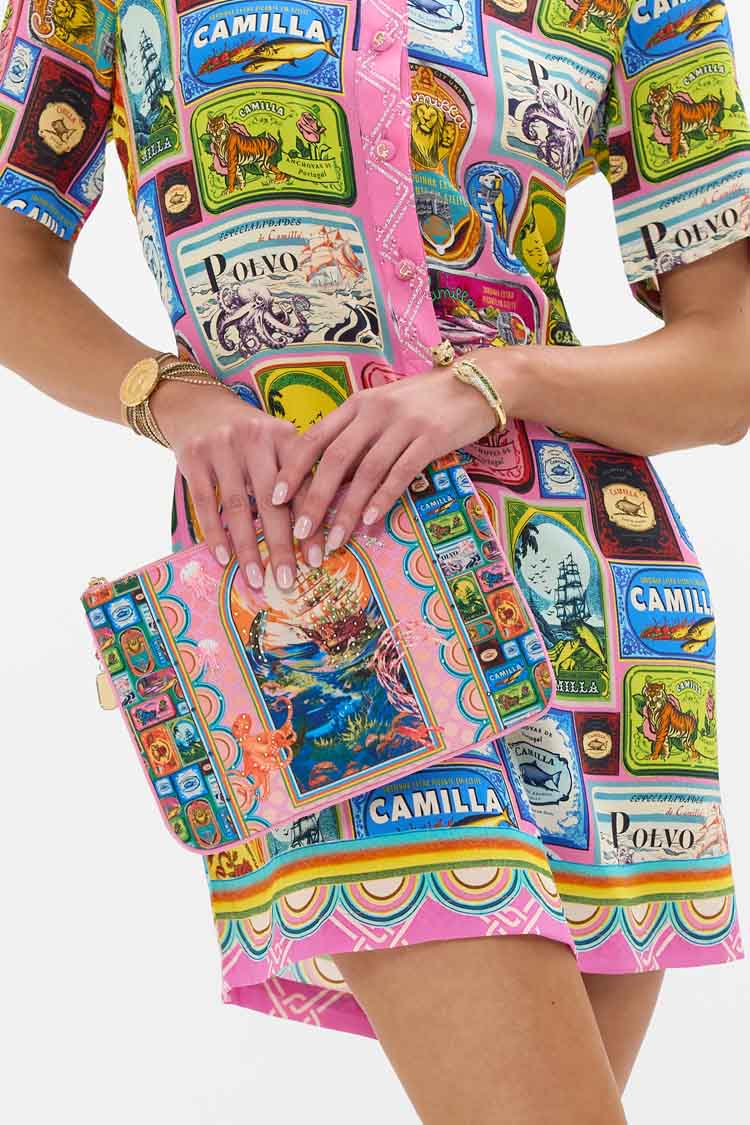 Small Canvas Clutch in Salty Splendour