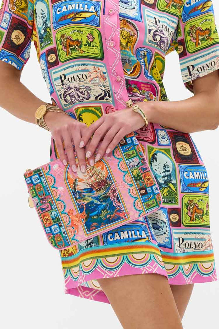 Small Canvas Clutch in Salty Splendour