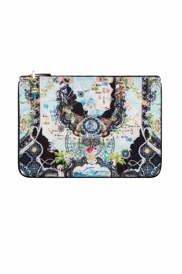 Small Canvas Clutch in Folk Afloat