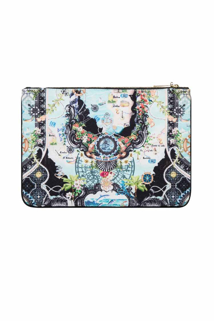 Small Canvas Clutch in Folk Afloat