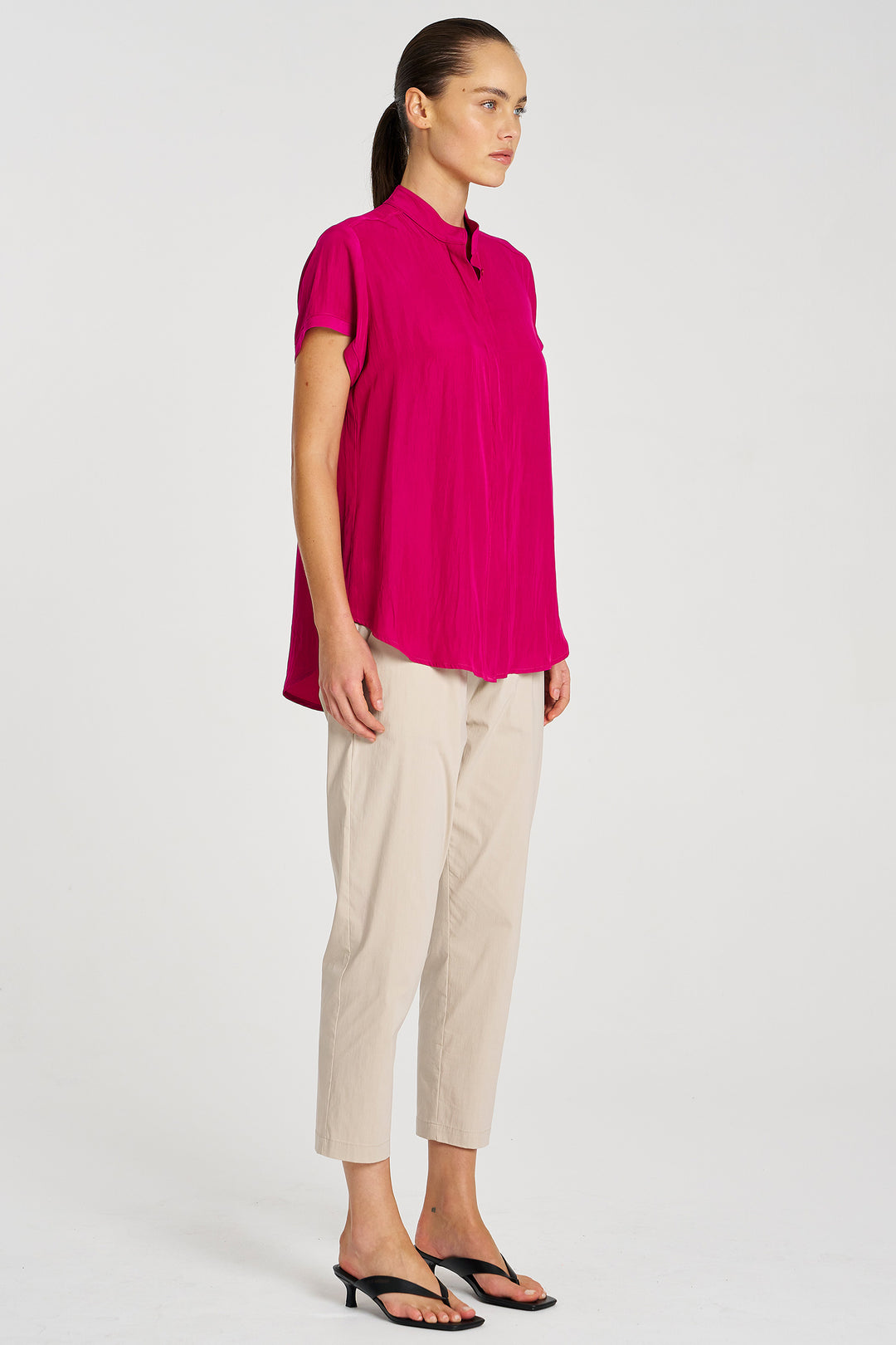 Soft Stand Shirt in Magenta