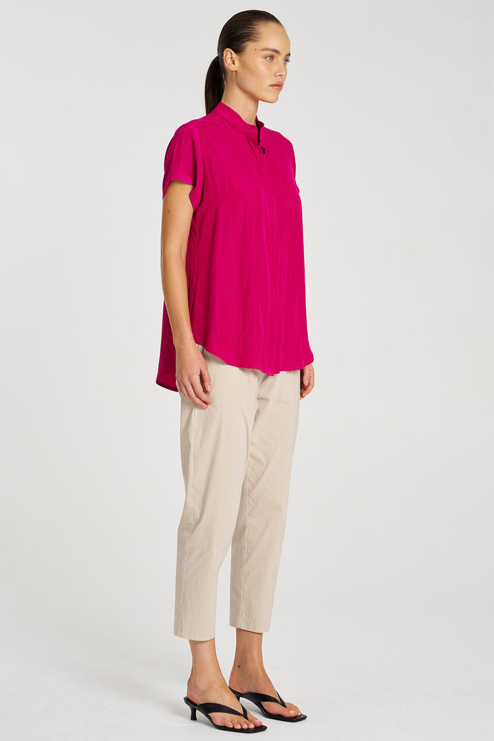 Soft Stand Shirt in Magenta