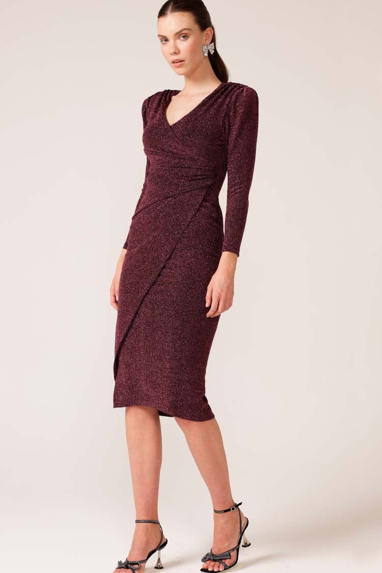 Soiree Sparkle Dress in Dark Rose
