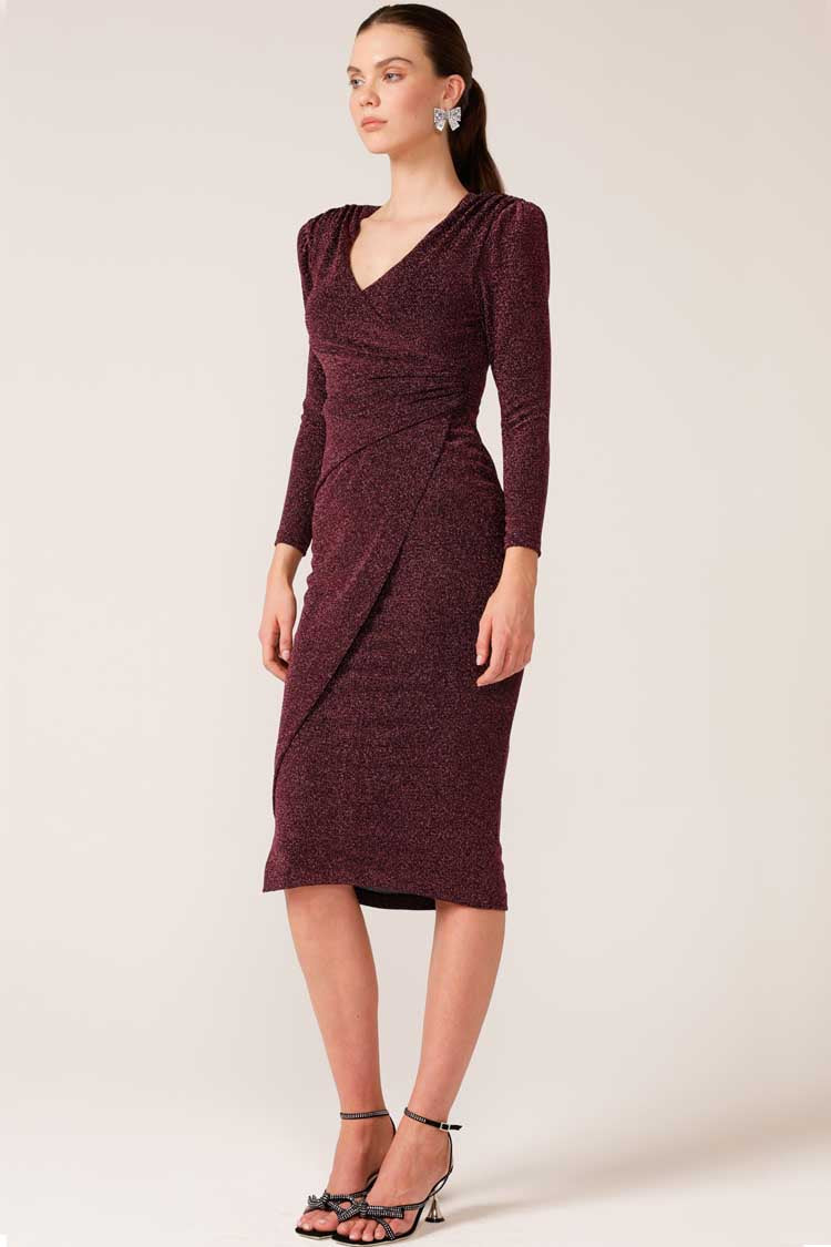 Soiree Sparkle Dress in Dark Rose