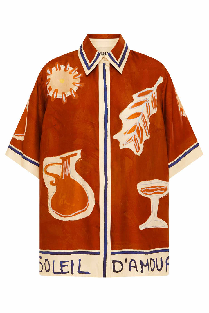 Soleil D'Amour Silk Shirt in Rust