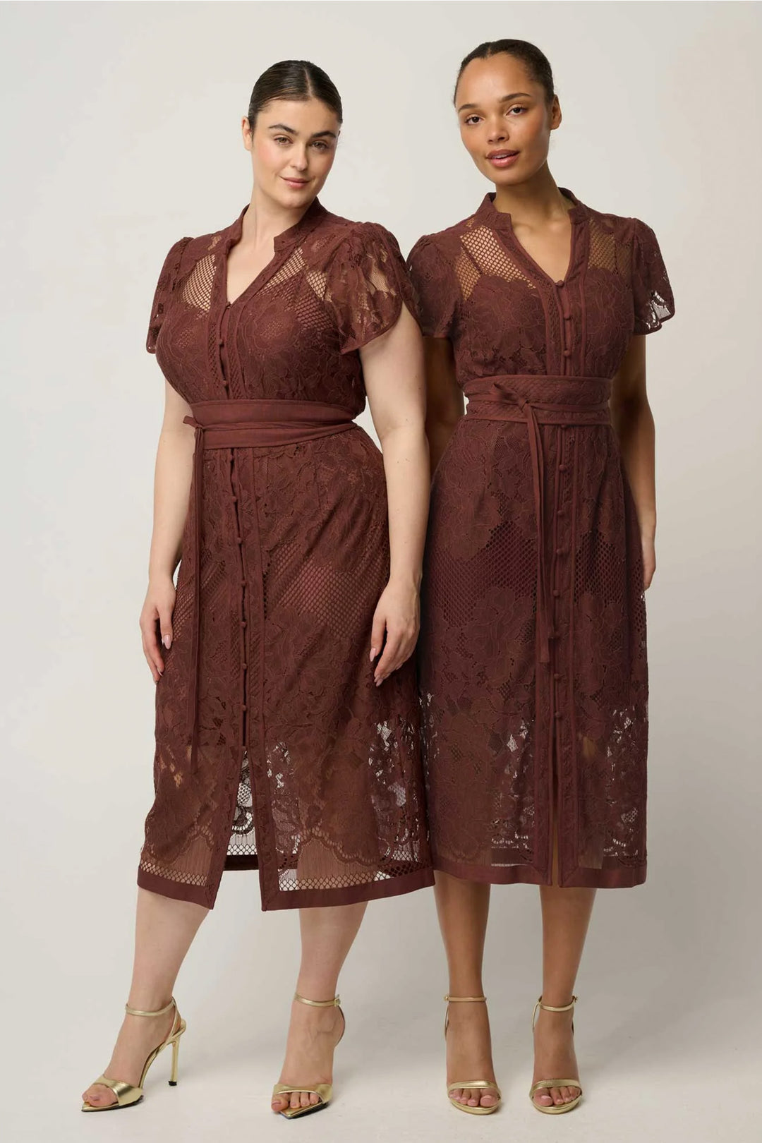 Solene Placement Lace Dress in Rosewood