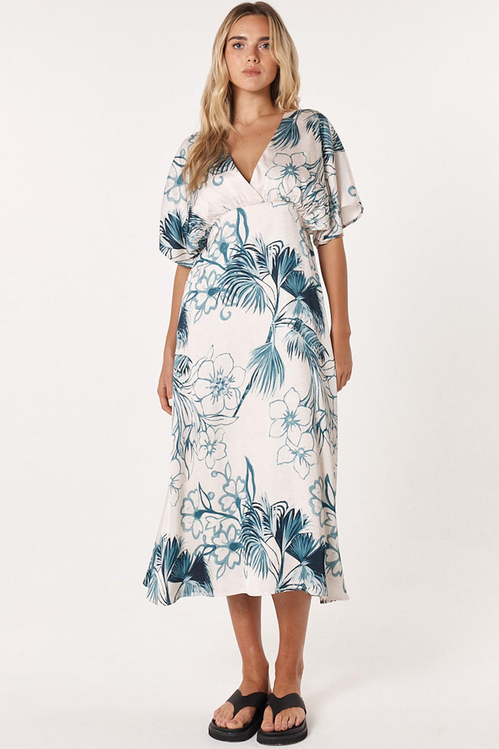 Solstice Palm Midi Dress in Palm
