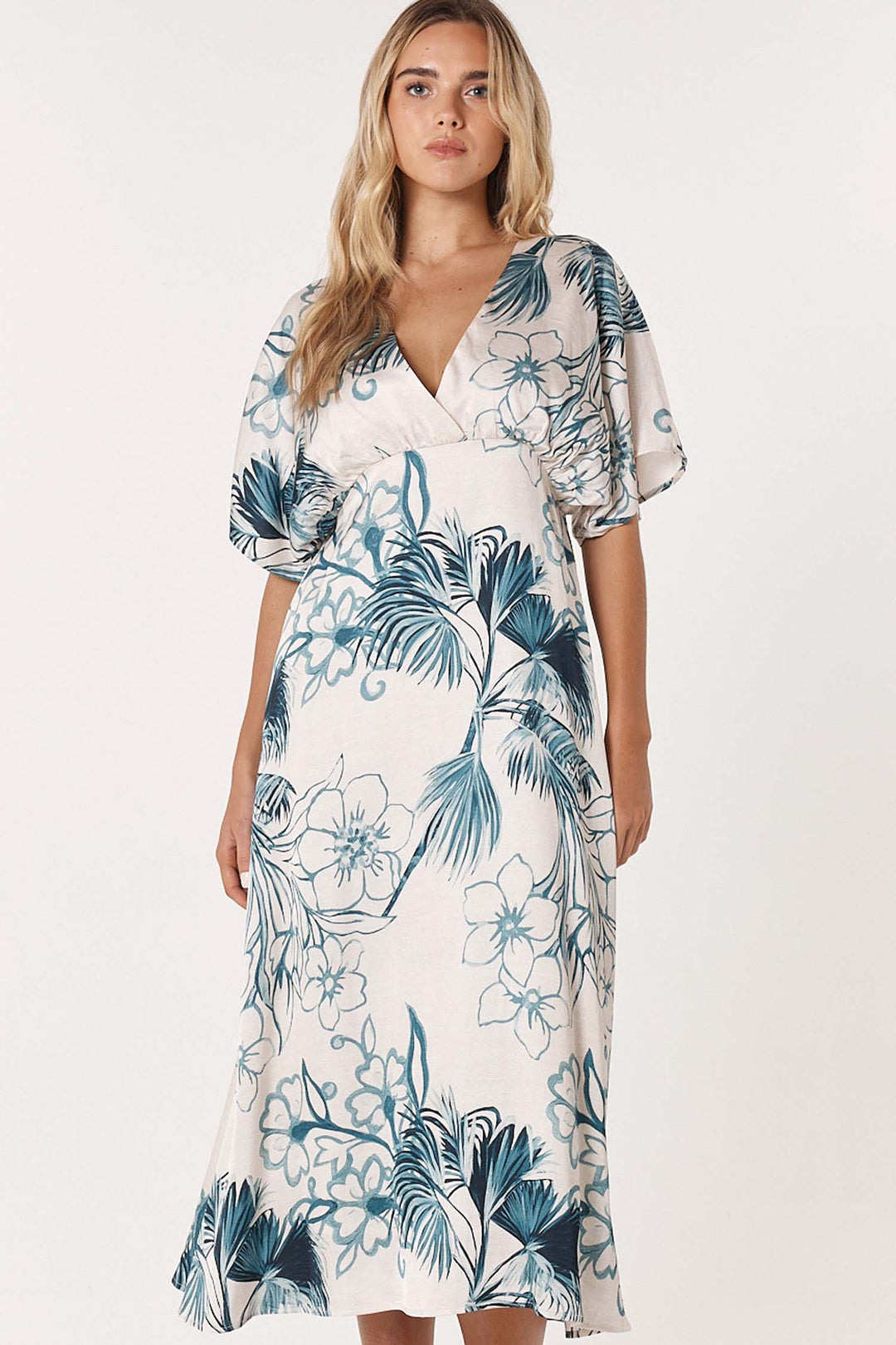 Solstice Palm Midi Dress in Palm