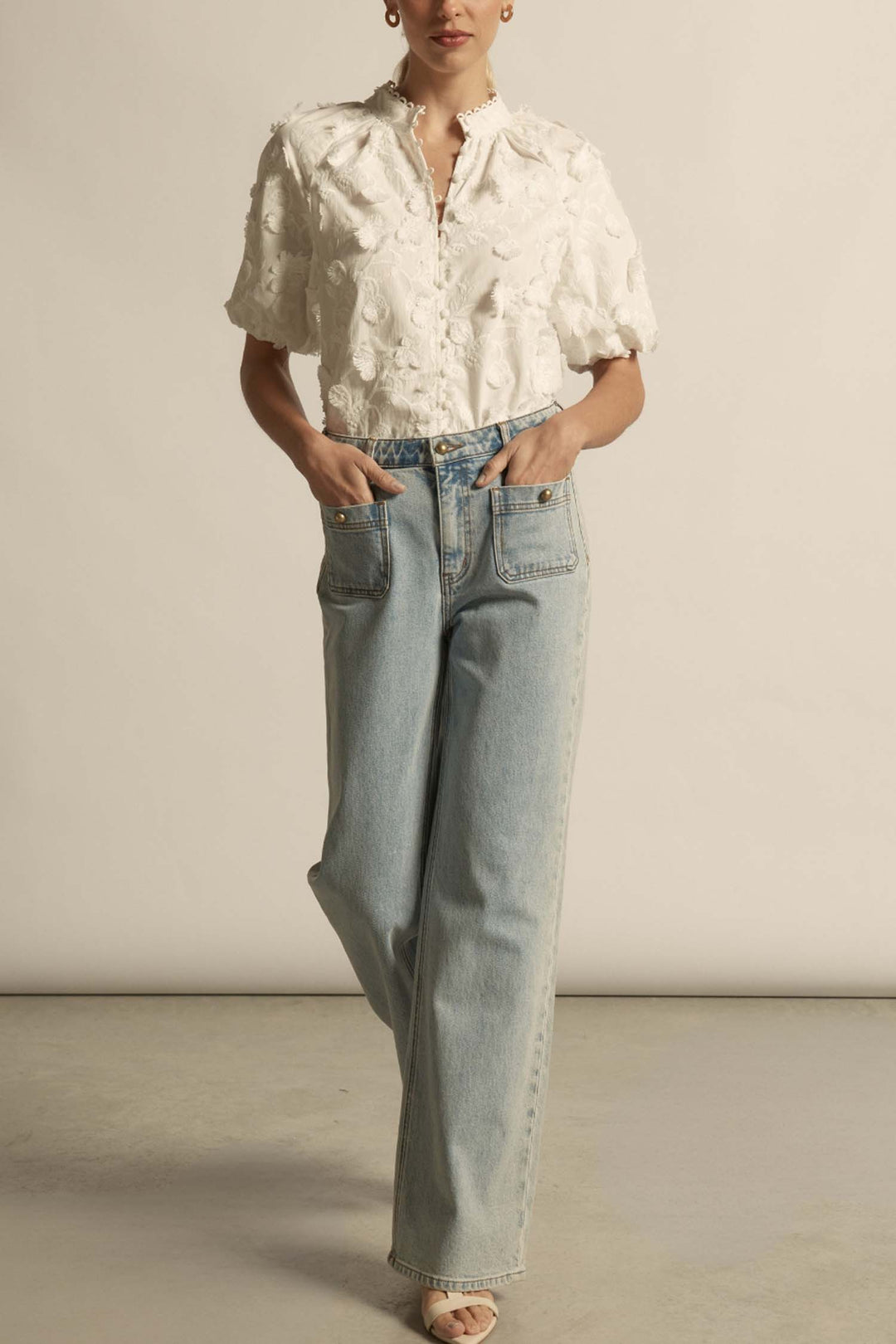 Solstice Top in Porcelain Broderie