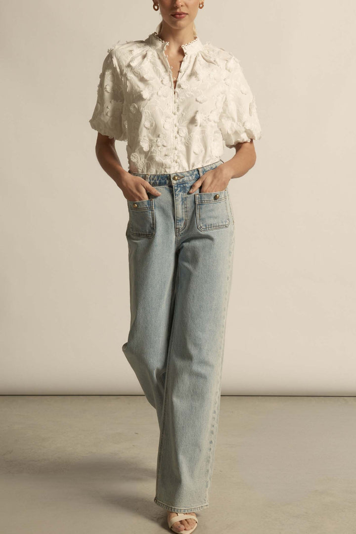 Solstice Top in Porcelain Broderie