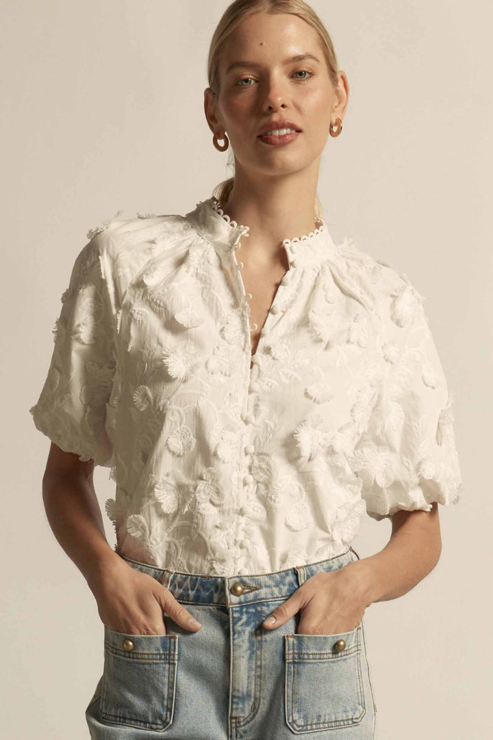 Solstice Top in Porcelain Broderie