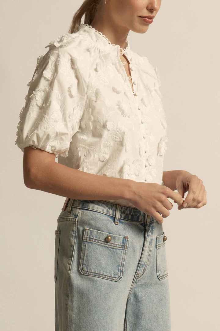 Solstice Top in Porcelain Broderie