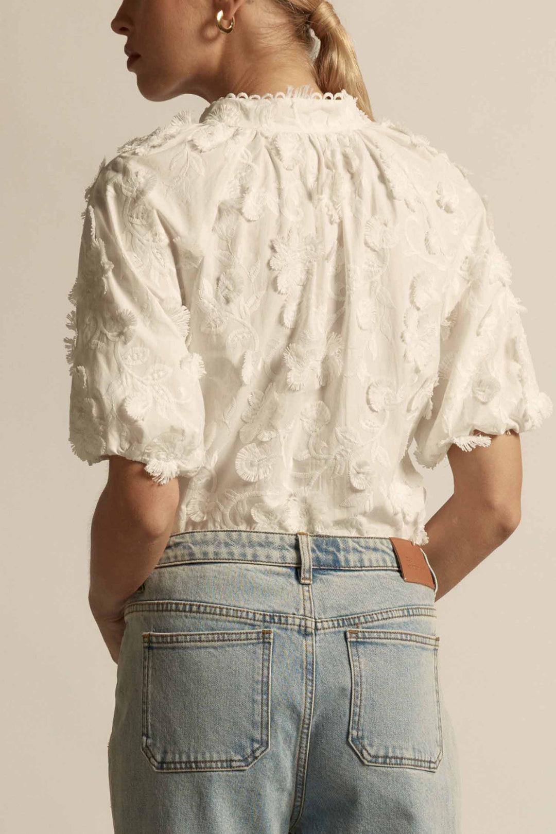 Solstice Top in Porcelain Broderie