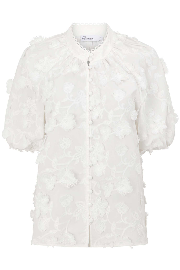 Solstice Top in Porcelain Broderie