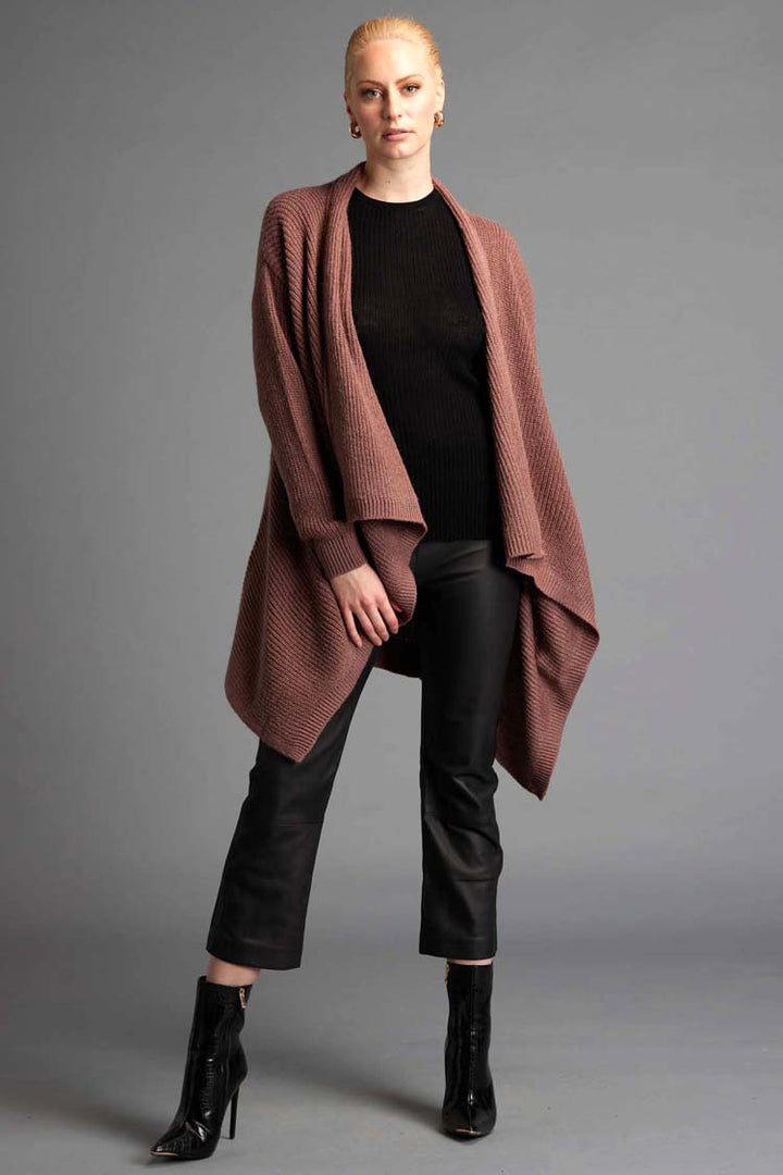 Someday Waterfall Knit Cardi in Rose