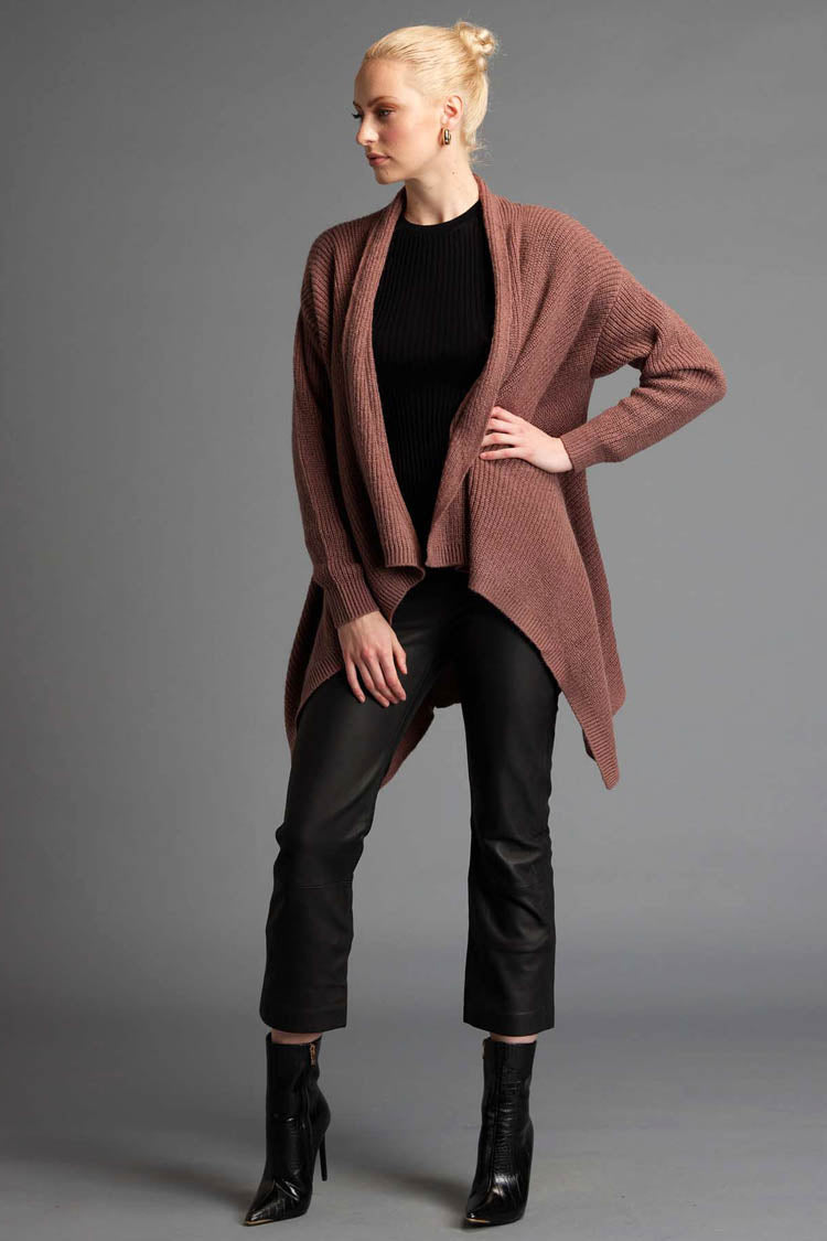 Someday Waterfall Knit Cardi in Rose