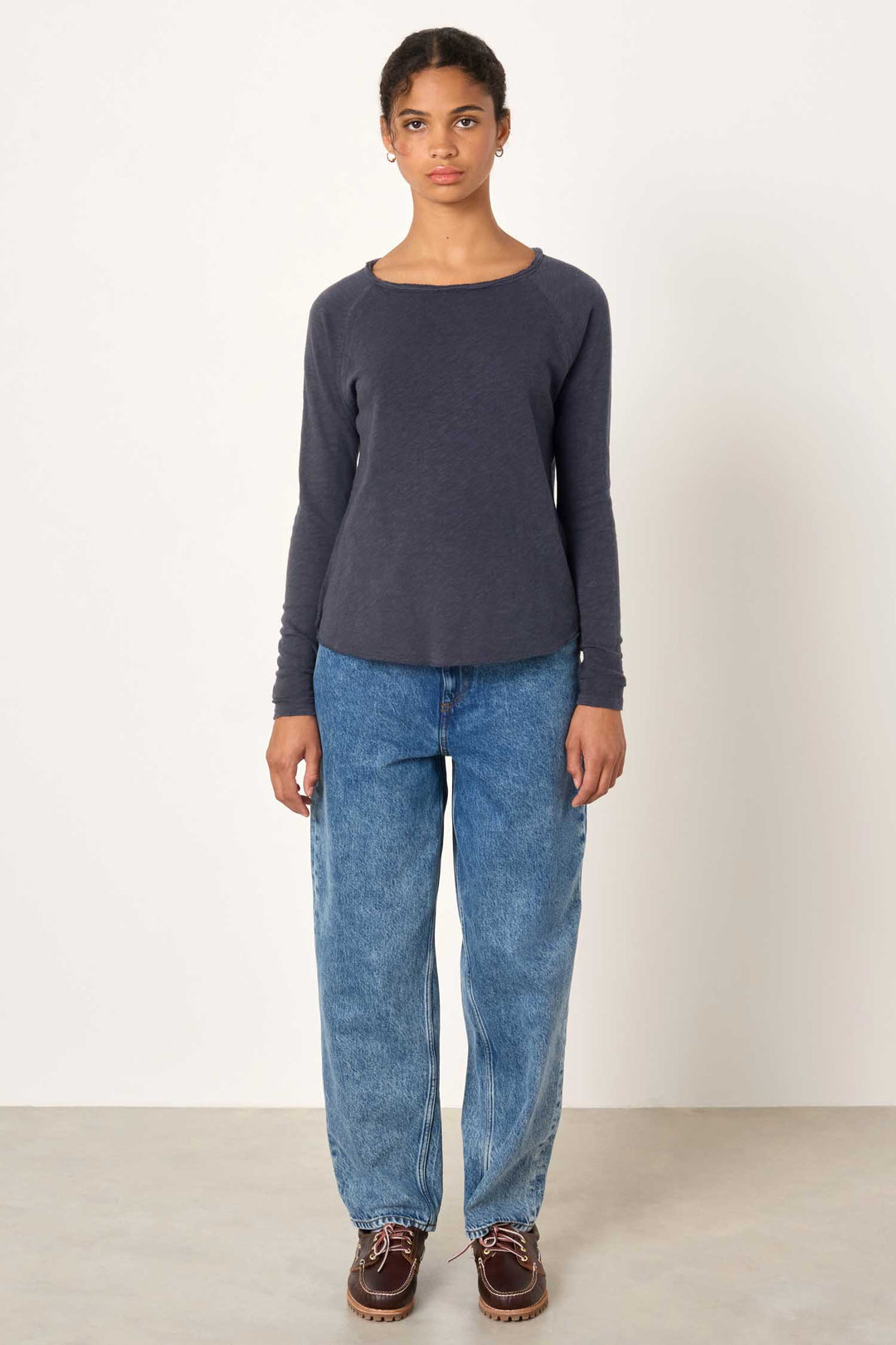 Sonoma B-Neck L/S Tee in Vintage Navy Blue