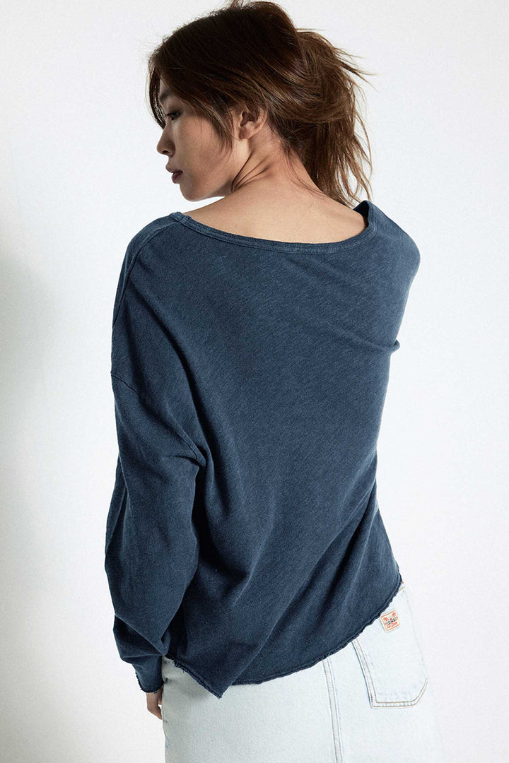 Sonoma V-Neck LS T-Shirt in Vintage Navy Blue