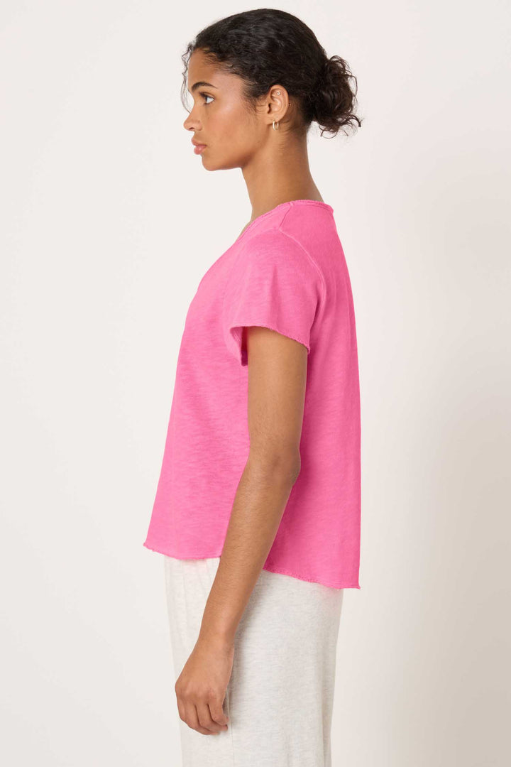 Sonoma V-Neck T-Shirt in Fluorescent Pink Acid