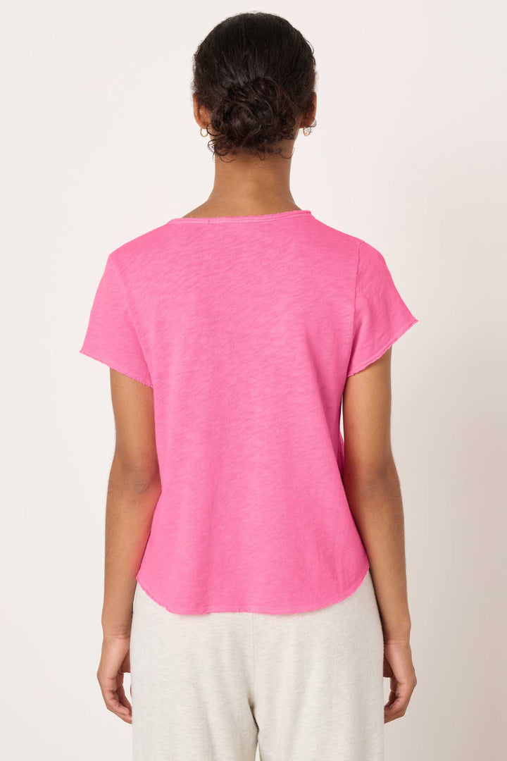 Sonoma V-Neck T-Shirt in Fluorescent Pink Acid