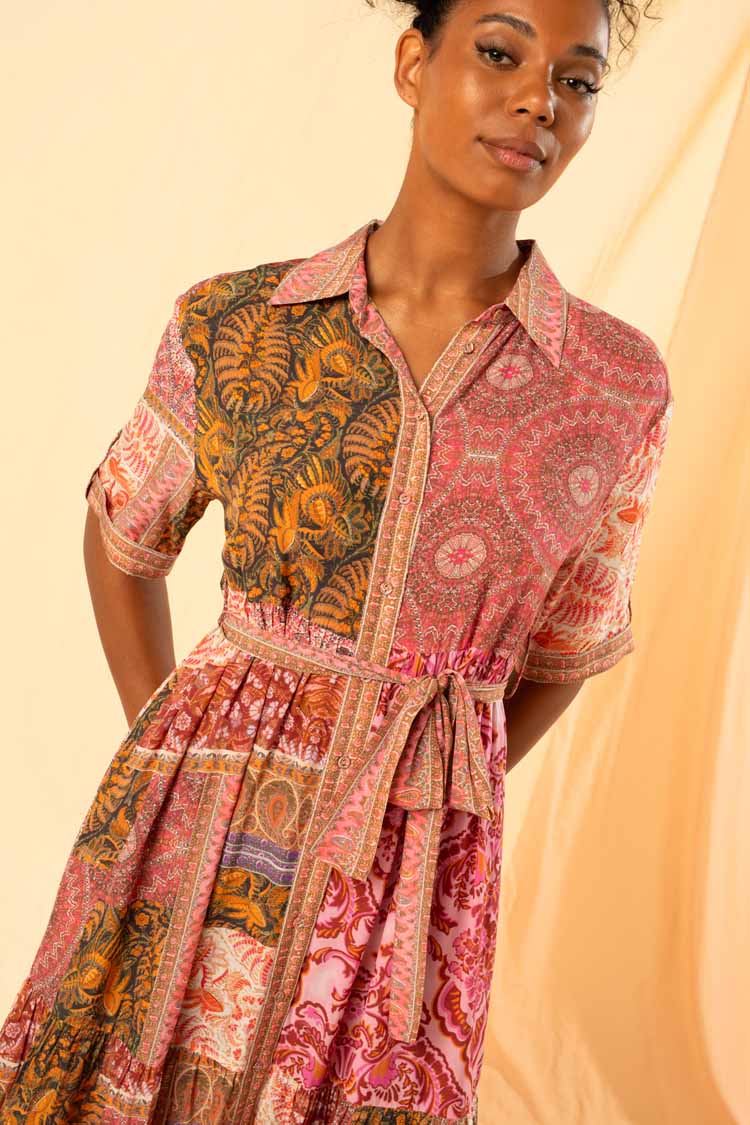 Sophia Tiered Maxi Shirt Dress by Kachel Frockaholics at Momento Dezigns
