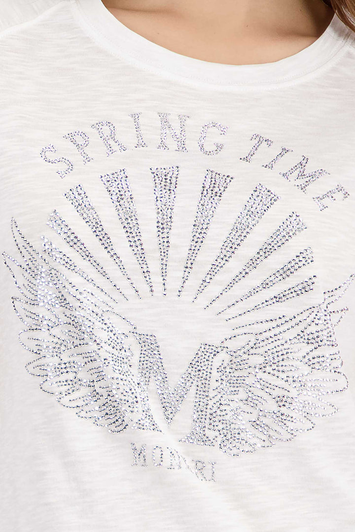 Spring Time Jewel Detail Tee in Off White