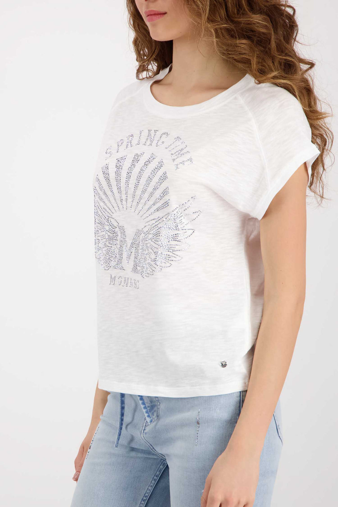 Spring Time Jewel Detail Tee in Off White