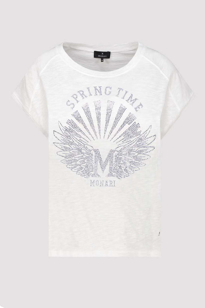 Spring Time Jewel Detail Tee in Off White