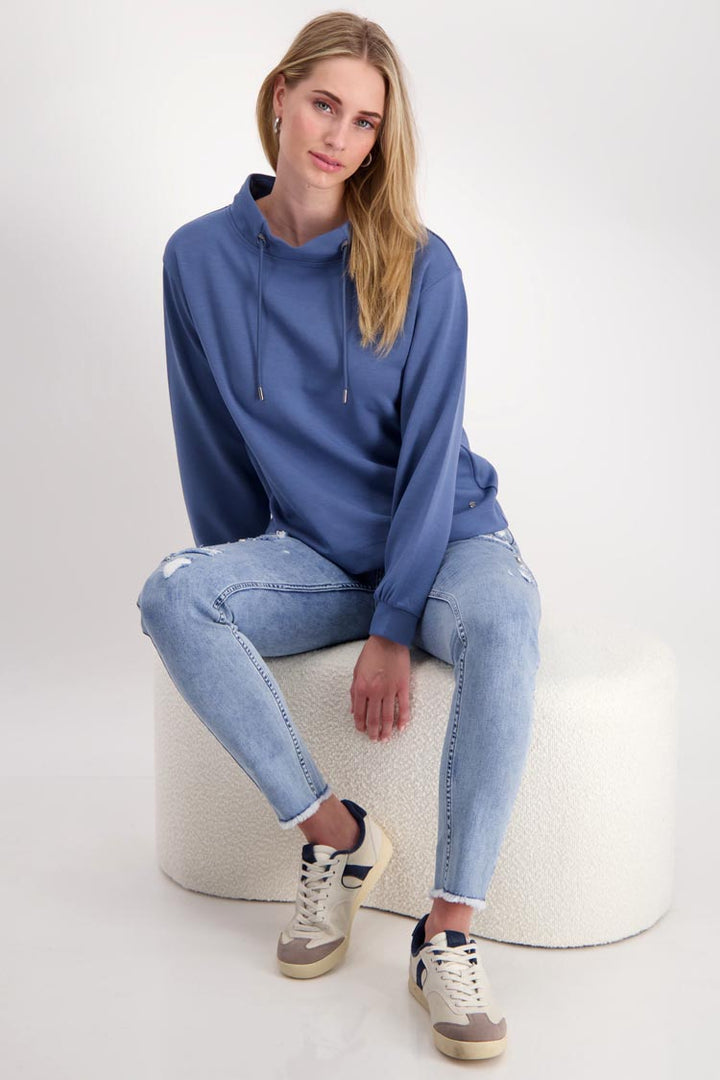 Stand-Up Collar Sweatshirt in Moonlight Blue