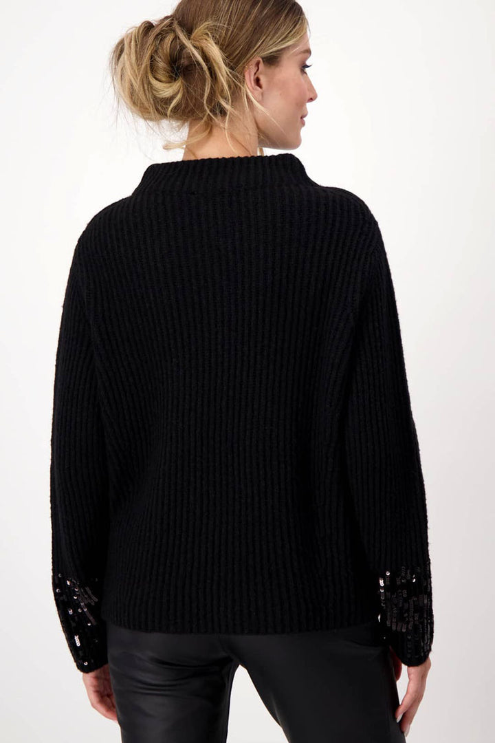 Stand-up Collar Sweater w Sequin detail