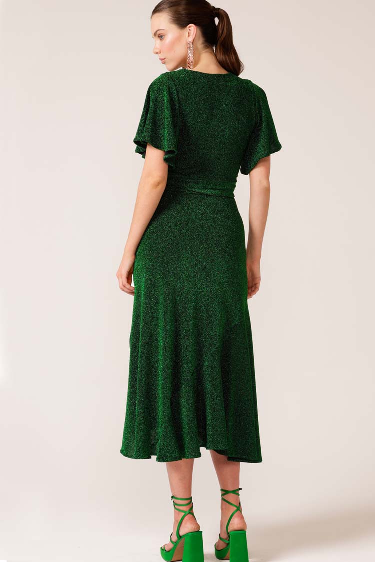 Stargaze Wrap Midi Dress in Emerald