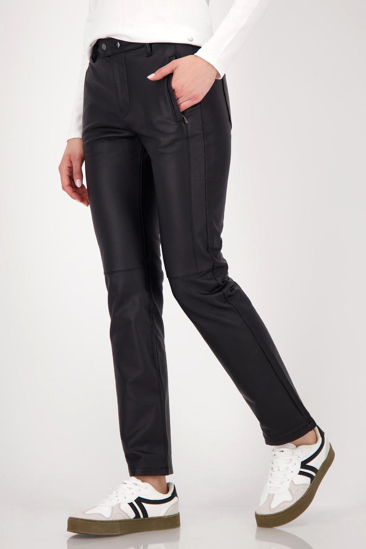 Straight Leather Pant in Black