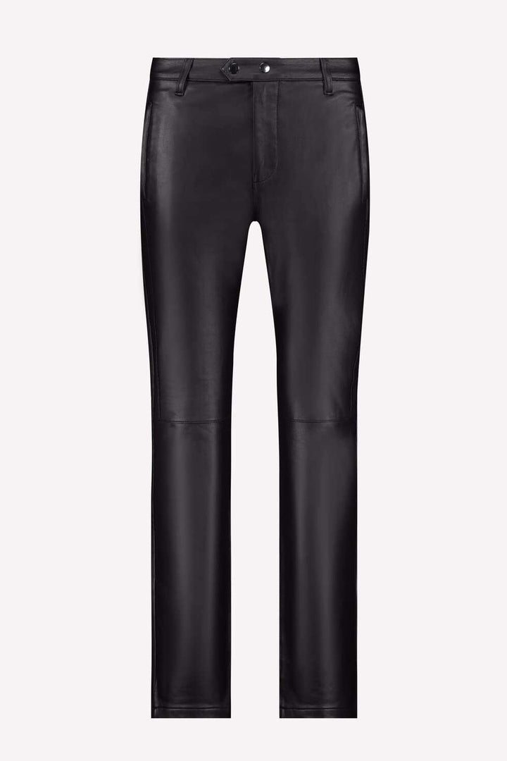Straight Leather Pant in Black