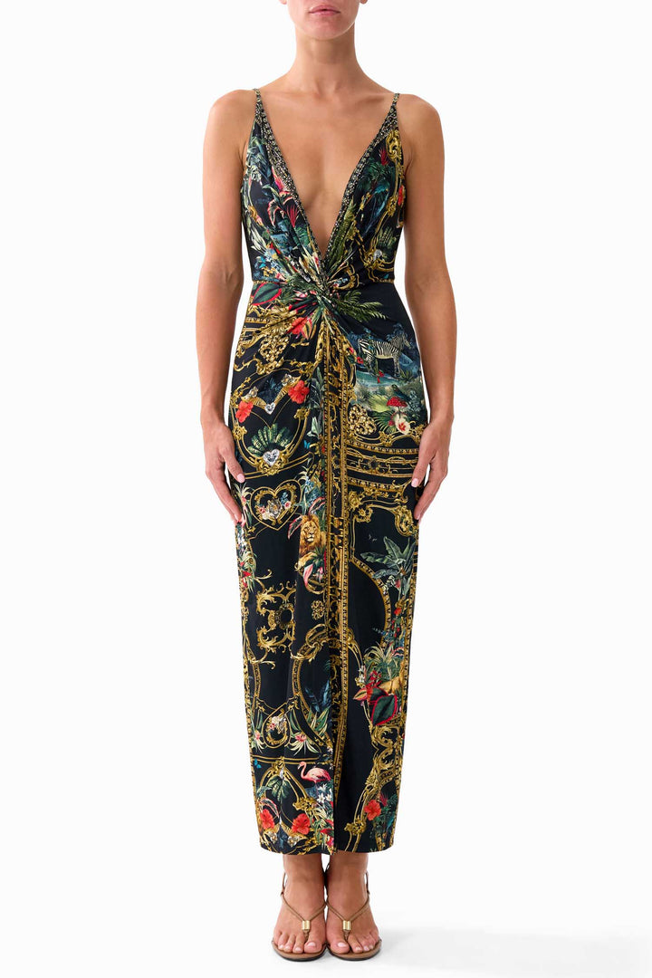 Strappy Dress with Twist Front in Palace Zoology