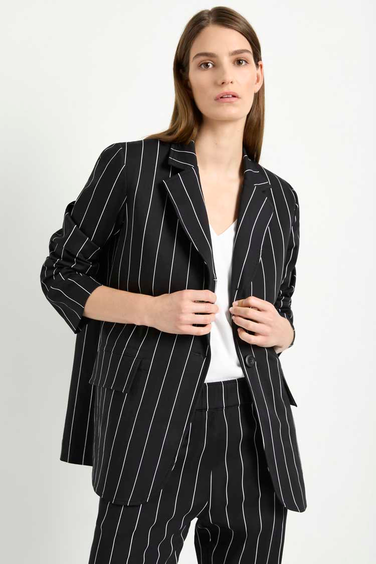 Stretch Blazer in Pinstripes