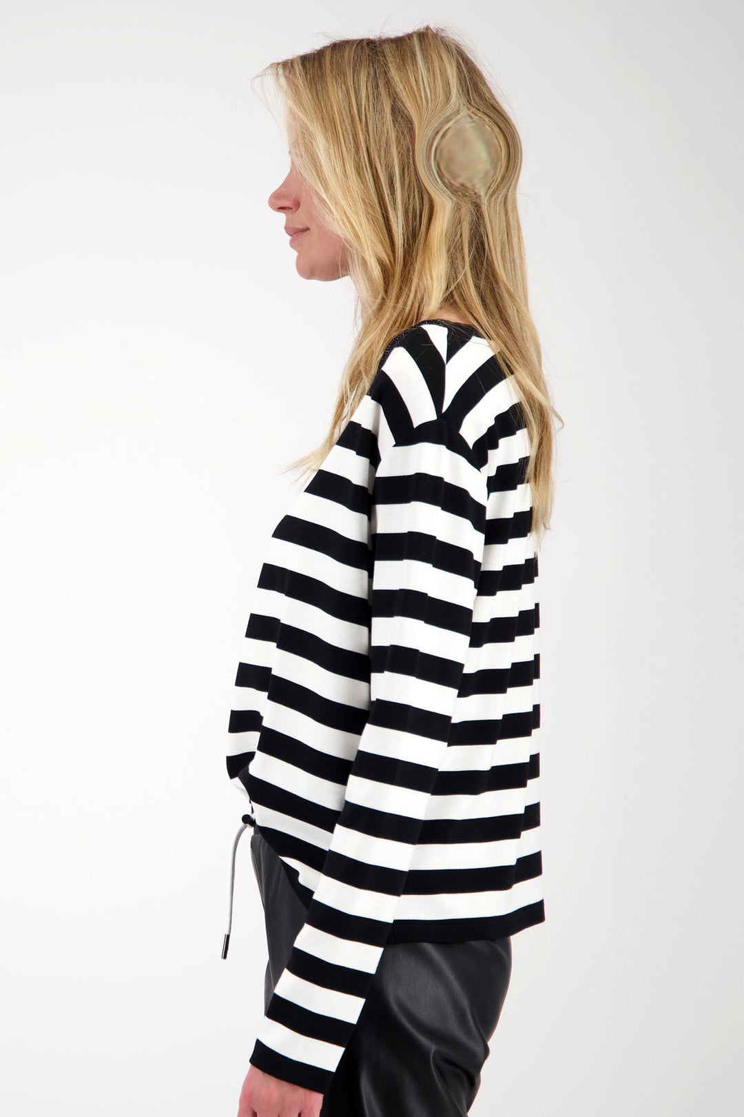 Stripe Top w Crystal Neckline