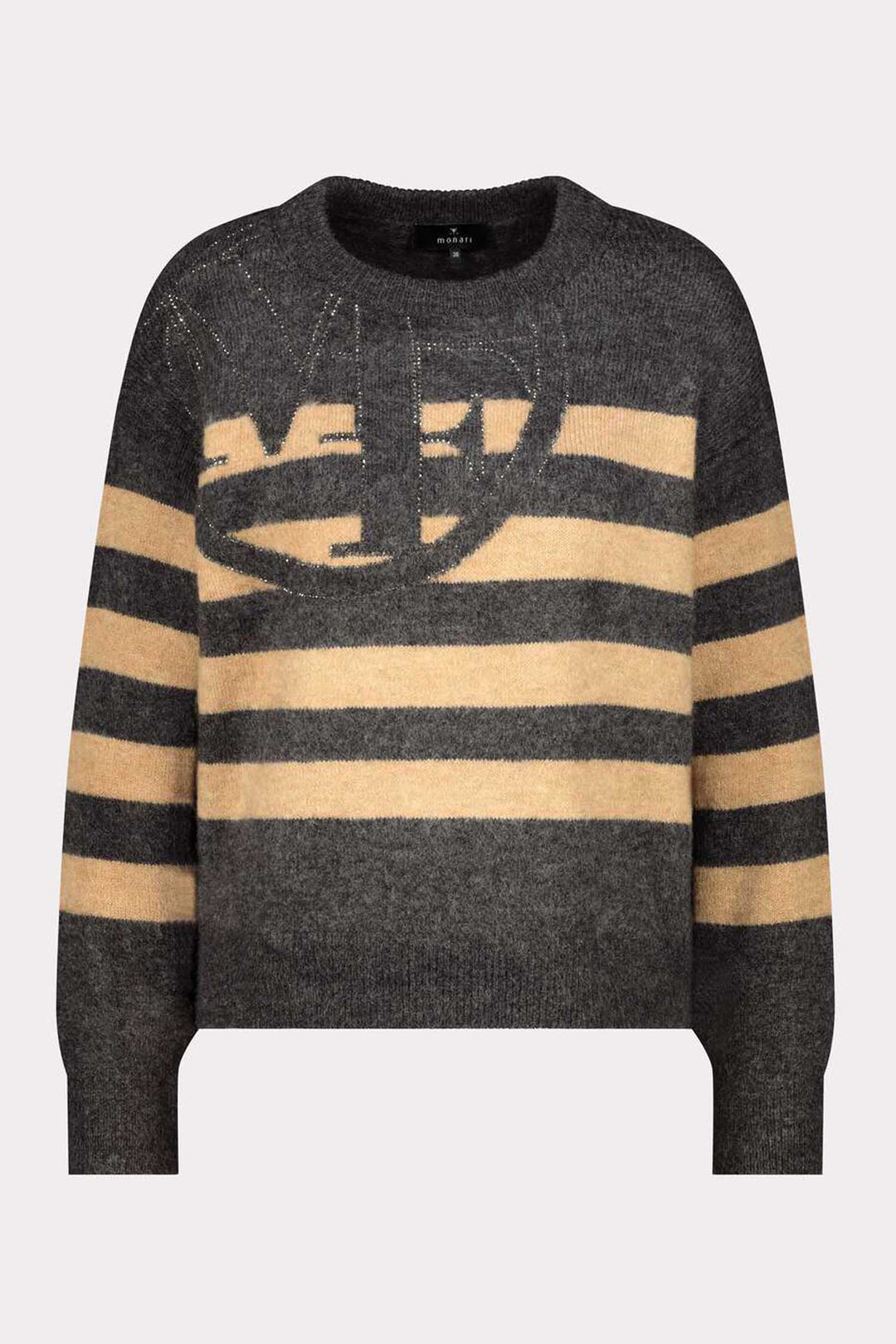 Striped Sweater w Emblem in Anthra Melange