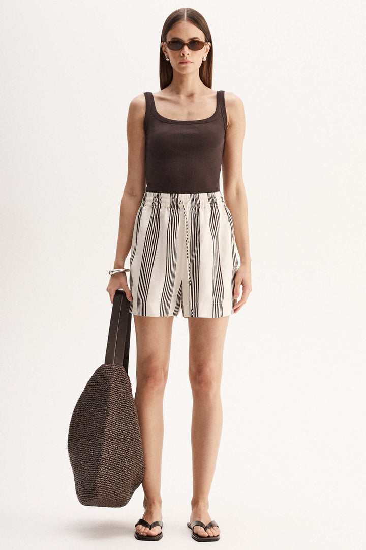 Milo Stripe Short in Chocolate Stripe