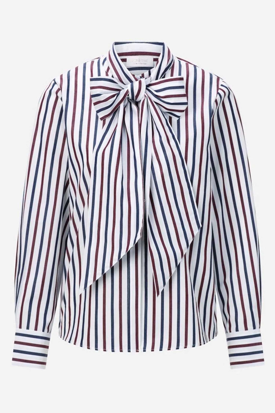 Striped Blouse with Bow in Midnight Blue