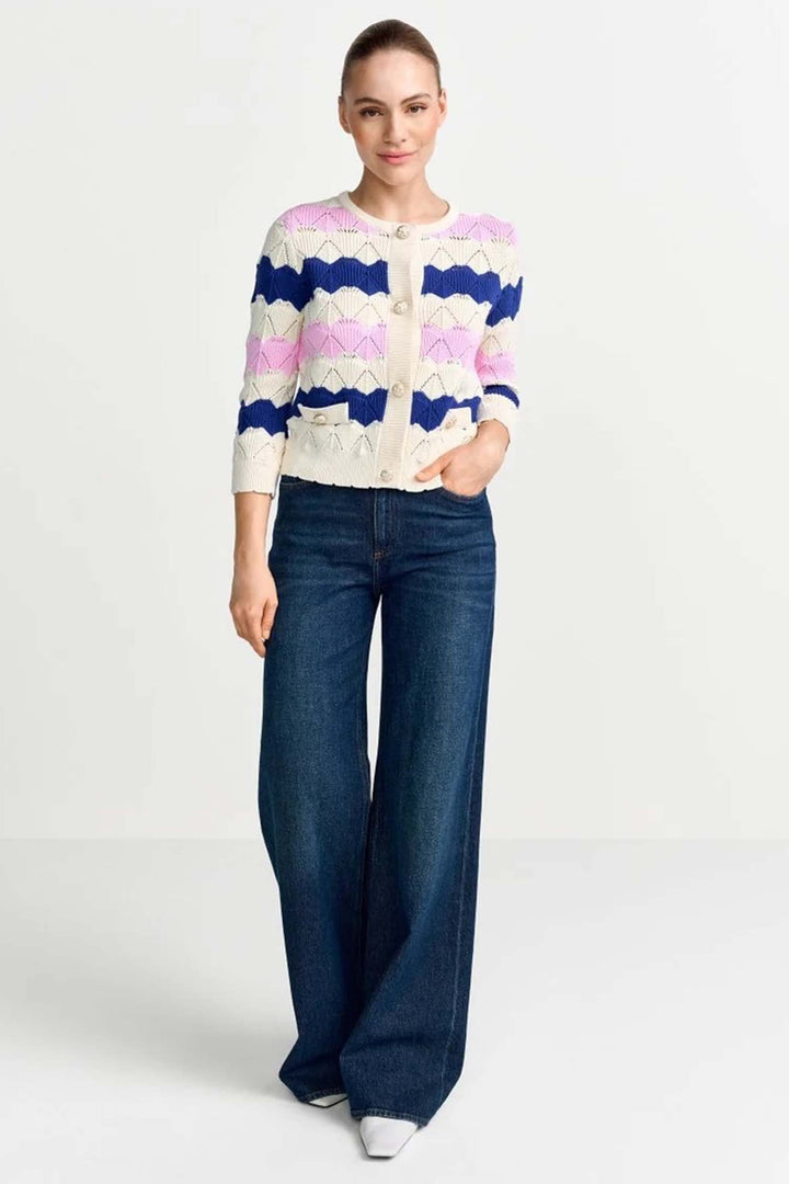Striped Cardigan Ajour in Royal Blue