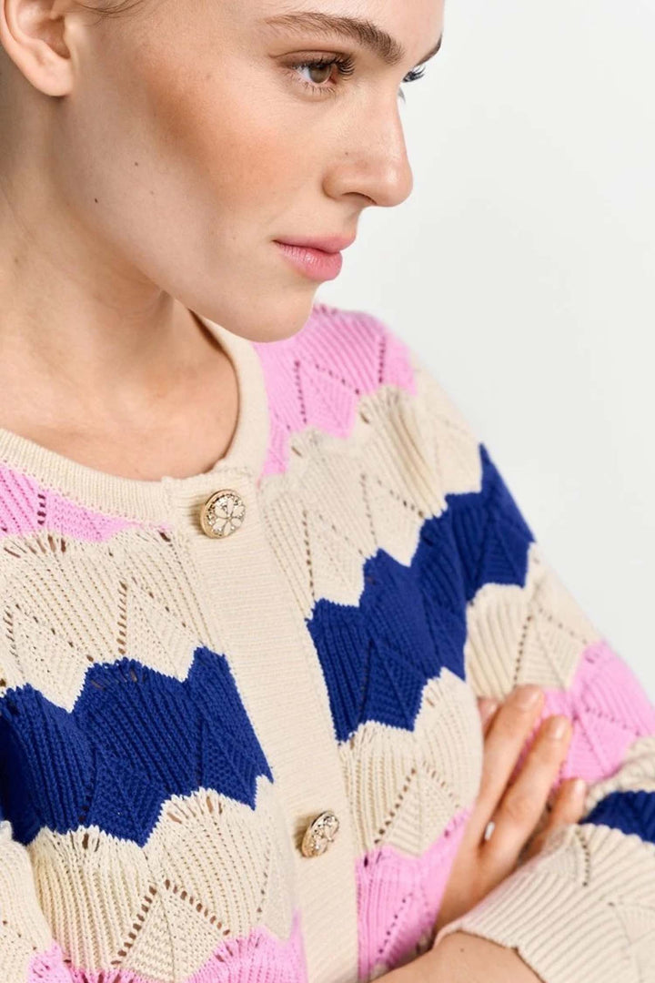 Striped Cardigan Ajour in Royal Blue