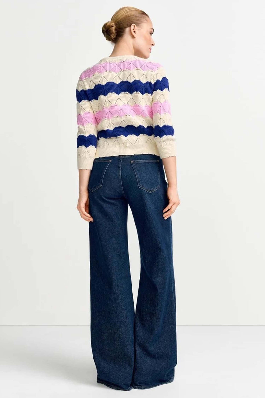 Striped Cardigan Ajour in Royal Blue