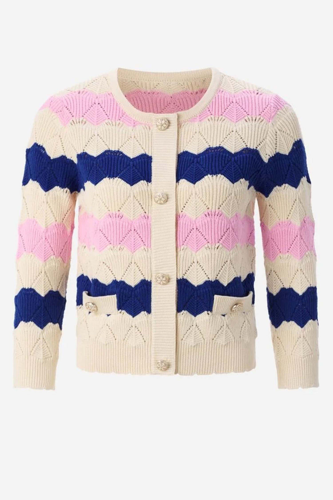 Striped Cardigan Ajour in Royal Blue