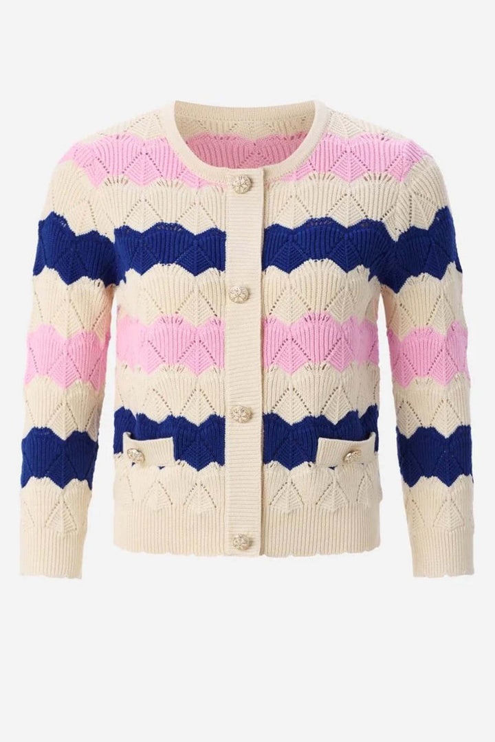 Striped Cardigan Ajour in Royal Blue